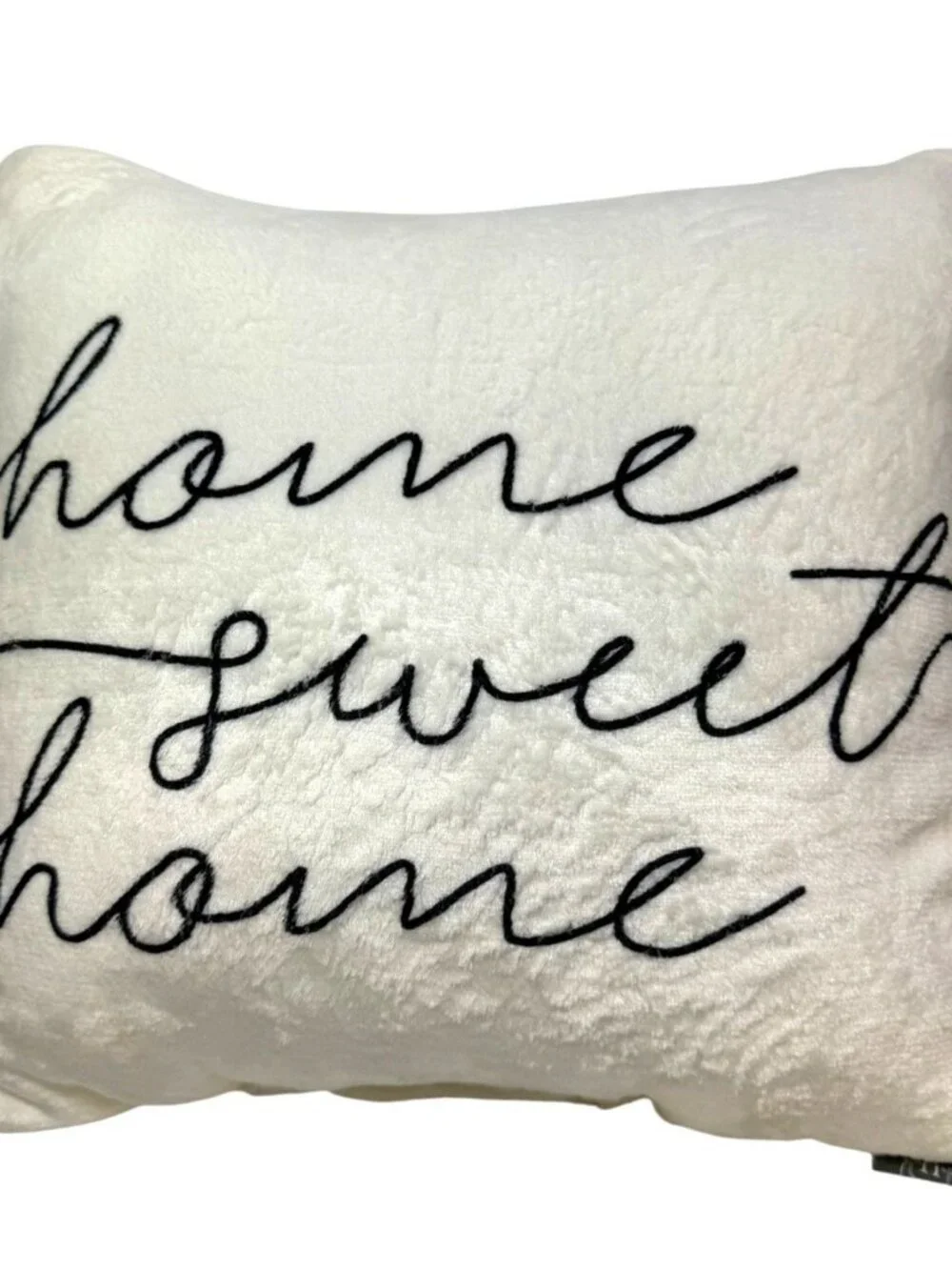 Modern Southern Home Sweet Home Throw Pillow 15x15 Ivory Cream Black Script